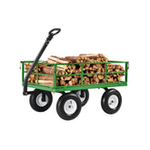 1200 Lbs Steel Garden Cart,Heavy Duty Pullable Garden Wagon Yard Cart,2 in 1 Outdoor Metal Utility Wagon Yard Trailer with 13" All Terrain Tires,Removable Mesh Sides and 180° Rotating Handle